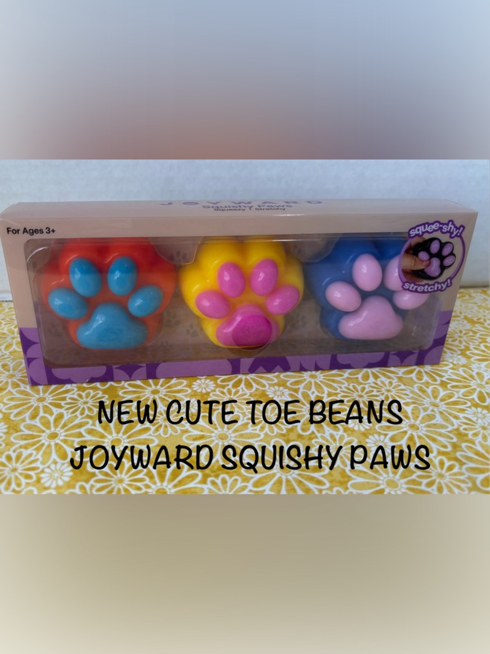 Squishy Paws Toe Beans Trio - Yellow Paw with Pink Pads